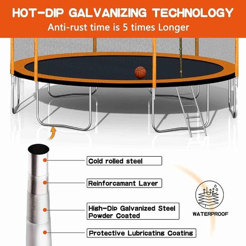 SkyBound 10ft 12ft 14ft 15ft 16ft Trampoline with Enclosure Net, Large Trampoline for Kids and Adults - ASTM Approved - Heavy Duty Recreational Trampolines - Outdoor Trampoline for Kids - Outdoor Fun in Saudi Arabia