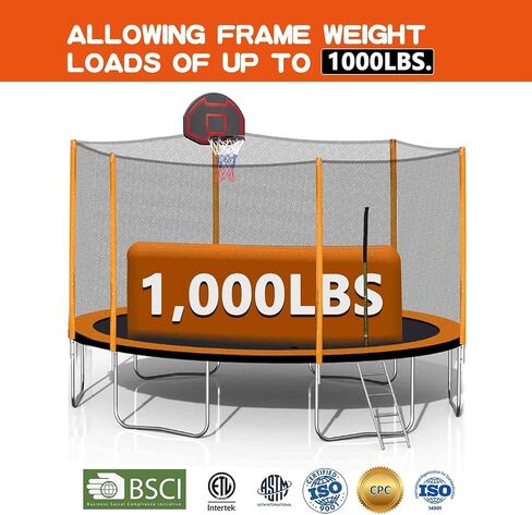 SkyBound 10ft 12ft 14ft 15ft 16ft Trampoline with Enclosure Net, Large Trampoline for Kids and Adults - ASTM Approved - Heavy Duty Recreational Trampolines - Outdoor Trampoline for Kids - Outdoor Fun in Saudi Arabia