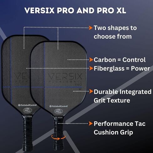 VERSIX Pro 6C Carbon Control Textured Pickleball Paddle - Carbon Fiber Face, Weight 7.8 – 8.2oz.(Midweight), 15mm Thick Polypropylene Core, 4 1/8" Grip (Small Grip) in Saudi Arabia