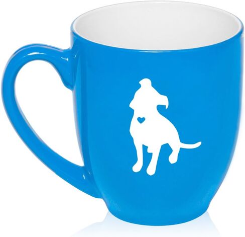 16 oz Large Bistro Mug Ceramic Coffee Tea Glass Cup Cute Pitbull With Heart (Purple) in Saudi Arabia
