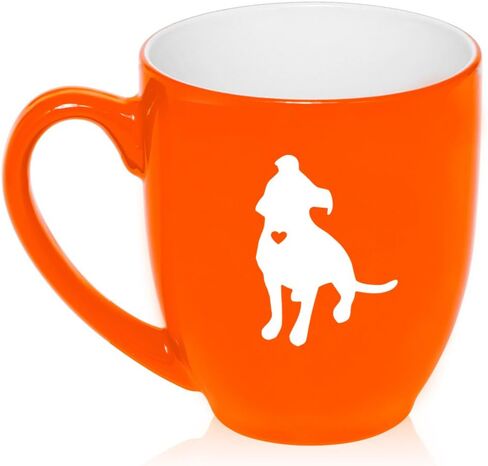 16 oz Large Bistro Mug Ceramic Coffee Tea Glass Cup Cute Pitbull With Heart (Purple) in Saudi Arabia