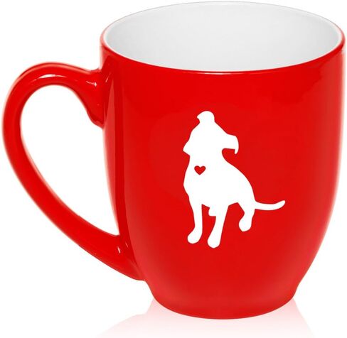 16 oz Large Bistro Mug Ceramic Coffee Tea Glass Cup Cute Pitbull With Heart (Purple) in Saudi Arabia