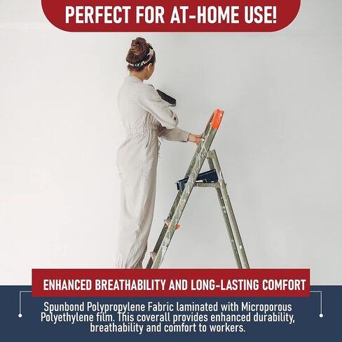 Hazmat Suits | 25 Pack, Extra Large | Disposable Protective Coveralls, Heavy Duty Full Body Painters Suit for Men & Women without Hood - Breathable & Water Resistant - XL in Saudi Arabia