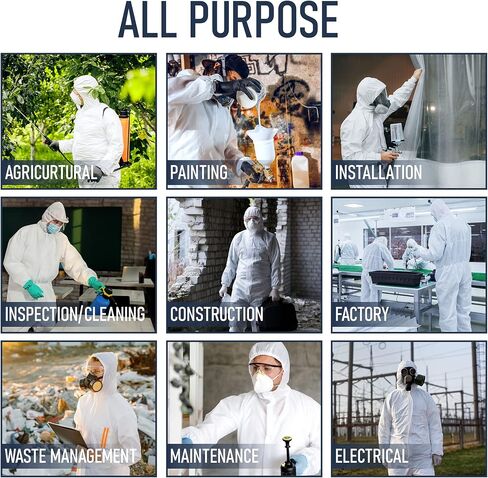 Hazmat Suits | 25 Pack, Extra Large | Disposable Protective Coveralls, Heavy Duty Full Body Painters Suit for Men & Women without Hood - Breathable & Water Resistant - XL in Saudi Arabia