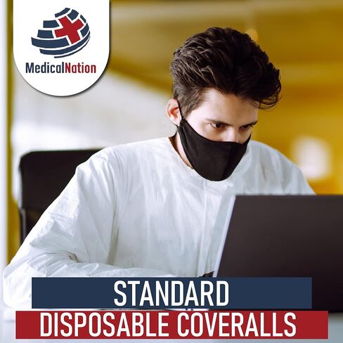 Hazmat Suits | 25 Pack, Extra Large | Disposable Protective Coveralls, Heavy Duty Full Body Painters Suit for Men & Women without Hood - Breathable & Water Resistant - XL in Saudi Arabia