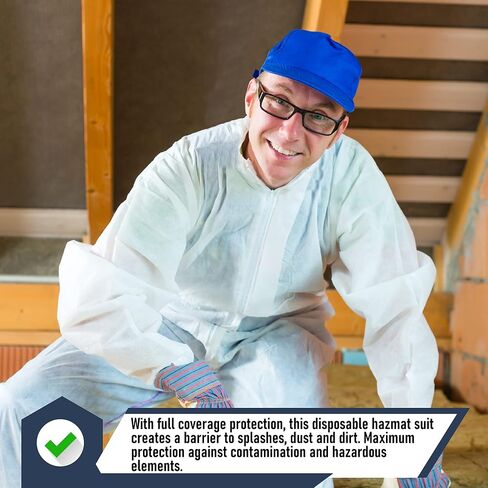 Hazmat Suits | 25 Pack, Extra Large | Disposable Protective Coveralls, Heavy Duty Full Body Painters Suit for Men & Women without Hood - Breathable & Water Resistant - XL in Saudi Arabia