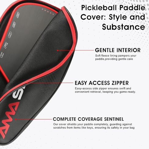 AMA Sport Pickleball Paddle Cover (Black/Gray) - Protecting your Paddle - Complete Coverage - Premium Pickleball Accessories and Pickleball Equipment - PU Leather Pickleball Case in Saudi Arabia