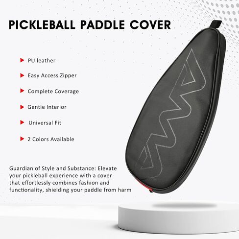 AMA Sport Pickleball Paddle Cover (Black/Gray) - Protecting your Paddle - Complete Coverage - Premium Pickleball Accessories and Pickleball Equipment - PU Leather Pickleball Case in Saudi Arabia