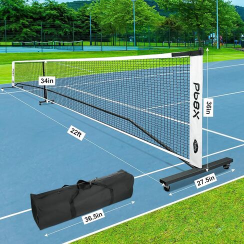 Deeliva Pickleball Set Net with Wheels Driveway Portable Pickle Ball Nets 22ft Regulation Size with 4 Paddles, 6 Pickle Balls, Court Line, Carry Bag, Heavy Duty Frame Outdoor Indoor Home in Saudi Arabia