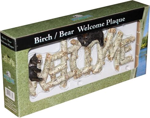 Rivers Edge Products Rustic Welcome Plaque Hanging Sign, Indoor or Outdoor, Poly Resin Welcome Door Hanger Decor for Home, Wall Art, Wall Decor, Front Porch or Entryway, Birch Bear in Saudi Arabia