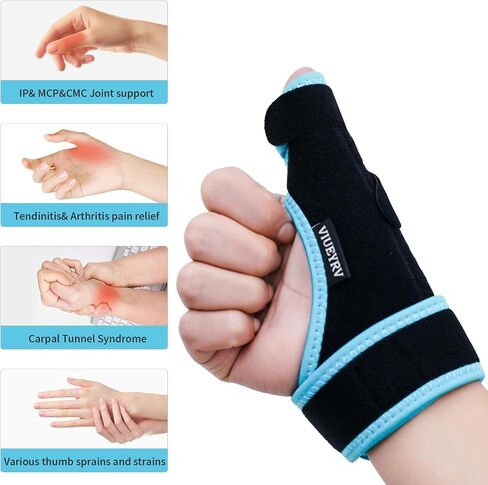 Trigger Thumb Splint- Adjustable Thumb Spica Support Stabilizer Brace for Pain, Sprains, Arthritis, Tendonitis, Breathable and Easy Application.(Right & Left Hand) (Black) in Saudi Arabia