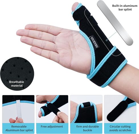Trigger Thumb Splint- Adjustable Thumb Spica Support Stabilizer Brace for Pain, Sprains, Arthritis, Tendonitis, Breathable and Easy Application.(Right & Left Hand) (Black) in Saudi Arabia