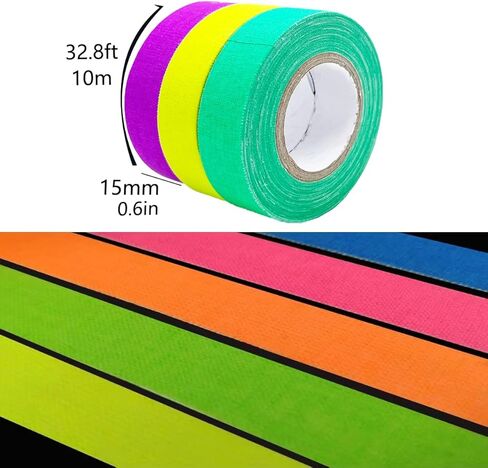 Green Gaffer Tape Spike Tape Fluorescent Green Neon Gaffer Tape Black Light UV Reactive Tape 0.6 inch x 32 feet for Party Stage Color Coding Art Crafts in Saudi Arabia