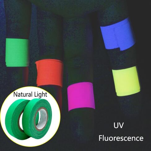 Green Gaffer Tape Spike Tape Fluorescent Green Neon Gaffer Tape Black Light UV Reactive Tape 0.6 inch x 32 feet for Party Stage Color Coding Art Crafts in Saudi Arabia