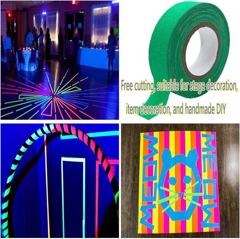 Green Gaffer Tape Spike Tape Fluorescent Green Neon Gaffer Tape Black Light UV Reactive Tape 0.6 inch x 32 feet for Party Stage Color Coding Art Crafts in Saudi Arabia