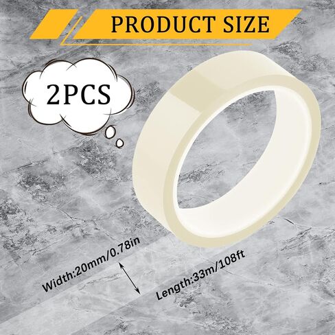 LUTER 2PCS Heat Transfer Tapes, 20mm x 33m(108ft) High Temp Tape Heat Vinyl Press Tape Adhesive Thermal Tape Heat Resistant Tape for Sublimation (Transparent) in Saudi Arabia