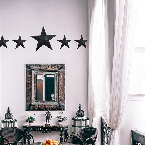 LINCOUNTRY Small Rustic Metal Barn Star Crafts,Black Barn Star,Wall Metal Art Decor,Indoor Outdoor Hanging 3 Inch Tin Star,Country Primitive Vintage Star Ornaments Christmas 4th of July 12pcs in Saudi Arabia