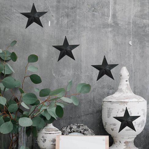 LINCOUNTRY Small Rustic Metal Barn Star Crafts,Black Barn Star,Wall Metal Art Decor,Indoor Outdoor Hanging 3 Inch Tin Star,Country Primitive Vintage Star Ornaments Christmas 4th of July 12pcs in Saudi Arabia