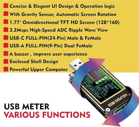 USB السلطة متر USB 3.1 تستر رقمي متعدد فاحص/ مختبر التيار الكهربائي كاشف جهد Lua مترجم متكامل تيار مستمر 26 فولت 6A PD 2.0/3.0 QC 2.0/3.0/4.0 PPS الزناد in Kuwait
