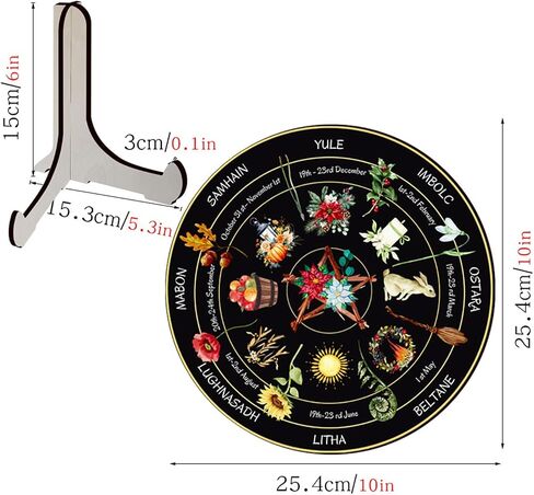 Wheel Year Wood Sign,10" Sabbats Pagan Witch Sign,Wiccan Holidays,Wicca Calendar,Yule Altar,Celestial Sign,Vintage Handmade Christmas Decor (BT293) in Saudi Arabia