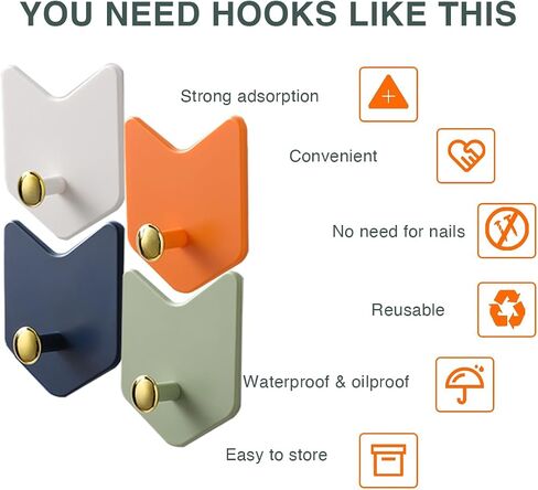 4 Pack Adhesive Hooks, Utility Hooks, Decorative Hooks for Key, Towel and Coats Hooks to use Inside Kitchen, Bathroom, Home and Office in Saudi Arabia