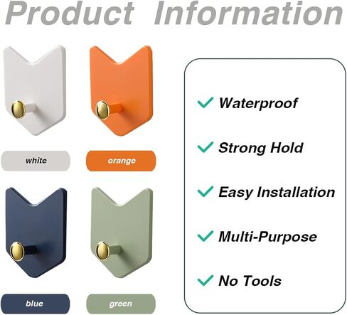 4 Pack Adhesive Hooks, Utility Hooks, Decorative Hooks for Key, Towel and Coats Hooks to use Inside Kitchen, Bathroom, Home and Office in Saudi Arabia