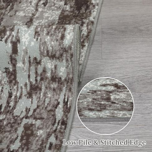 Abstract Washable Area Rugs 4x6 Rug for Living Room Modern Distressed Rug Entryway Rug Non Slip Throw Rugs Soft Bohemian Area Rug for Bedroom Stain Resistant Carpet for Dining Room 4'x6' Brown in Saudi Arabia