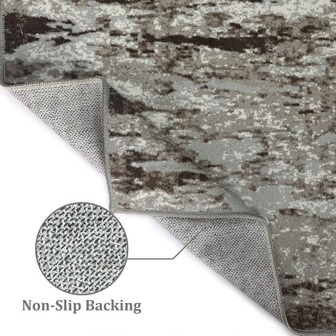 Abstract Washable Area Rugs 4x6 Rug for Living Room Modern Distressed Rug Entryway Rug Non Slip Throw Rugs Soft Bohemian Area Rug for Bedroom Stain Resistant Carpet for Dining Room 4'x6' Brown in Saudi Arabia