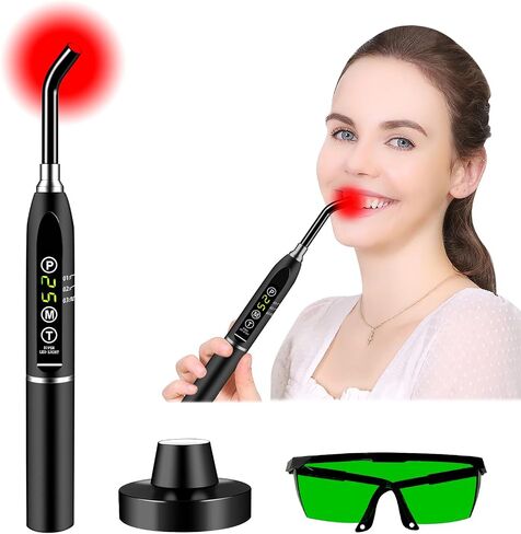 Red Light Beautify Cold Sores Device, Canker Cold Sore Near Infrared Red Light Beautify for Lips Mouth Nose Ear Hands Joint Muscle Pain Relief with Removable Tip (Black) in Saudi Arabia
