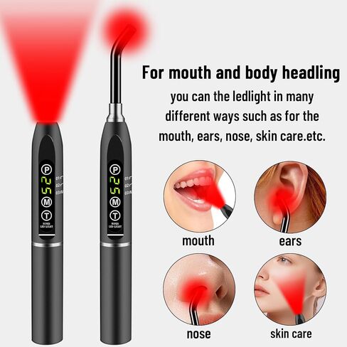 Red Light Beautify Cold Sores Device, Canker Cold Sore Near Infrared Red Light Beautify for Lips Mouth Nose Ear Hands Joint Muscle Pain Relief with Removable Tip (Black) in Saudi Arabia