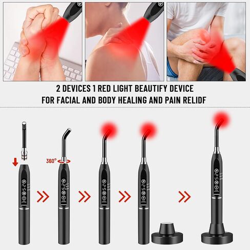 Red Light Beautify Cold Sores Device, Canker Cold Sore Near Infrared Red Light Beautify for Lips Mouth Nose Ear Hands Joint Muscle Pain Relief with Removable Tip (Black) in Saudi Arabia
