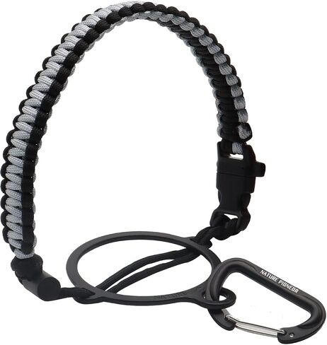 NATURE PIONEOR Paracord Handle for Wide Mouth - Safety Ring, and Carabiner - Fits 14oz to 64oz Stainless Steel Water Bottles(Black Grey)… in Kuwait