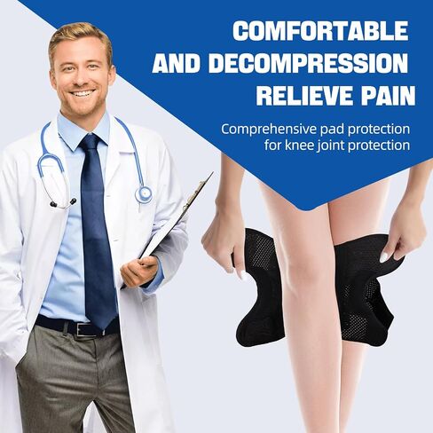 Adjustable Knee Brace for Men and Women ,Knee Support with Runners and Workout Enthusiasts , Breathable and Soft Bandage with Side Stabilizers and Protect with Meniscus Tears(Dark Black, XXX-Large) in Saudi Arabia
