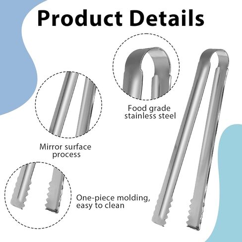 2pcs Ice Tongs, 6.3 Inch Stainless Steel Ice Sugar Tongs with Sharp Teeth, Small Serving Tongs for Ice Bucket Ice Sugar Cubes Coffee Bar Food Kitchen Serving in Saudi Arabia