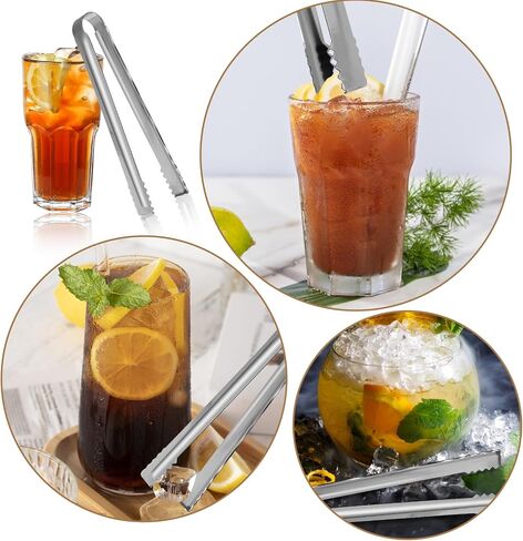 2pcs Ice Tongs, 6.3 Inch Stainless Steel Ice Sugar Tongs with Sharp Teeth, Small Serving Tongs for Ice Bucket Ice Sugar Cubes Coffee Bar Food Kitchen Serving in Saudi Arabia