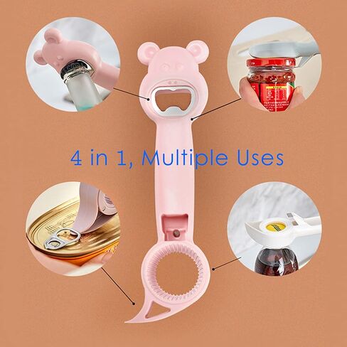 Jar Opener,4 in 1 Multi Function Can Opener Bottle,Multi Kitchen Tool for Jelly Jars,Wine,Beer and other,Bottle Opener to Protect the Nail Use for Children, Elderly and Arthritis Sufferers.(purple) in Saudi Arabia