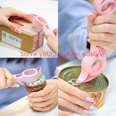 Jar Opener,4 in 1 Multi Function Can Opener Bottle,Multi Kitchen Tool for Jelly Jars,Wine,Beer and other,Bottle Opener to Protect the Nail Use for Children, Elderly and Arthritis Sufferers.(purple) in Saudi Arabia