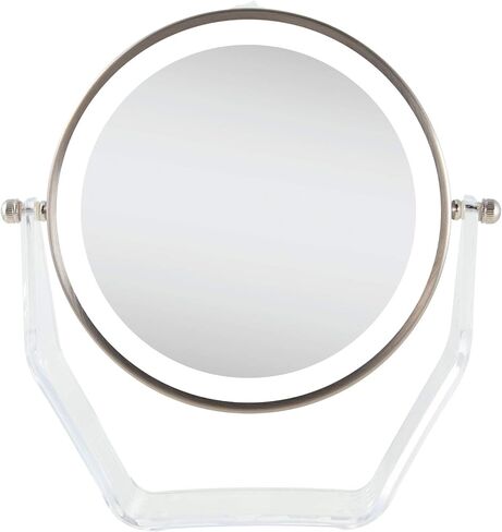 Zadro LED Lighted 8X/1X Magnification Two-Sided Swivel Acrylic Base Vanity Makeup Mirror for Bedroom, Bathroom and Tabletop in Satin Nickel in Saudi Arabia