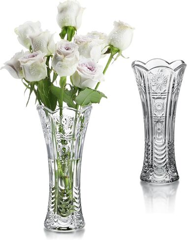 7.7'' Tall Clear Crystal Vase,Glass Flower Vase Thickening Design,Glass Vase for Flowers Suitable for Home Table Centerpieces, Wedding,Festival Decor,Pair in Saudi Arabia