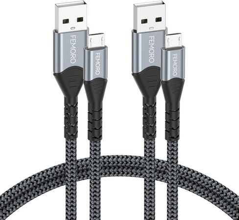 كابل FEMORO Micro USB بطول 3 أقدام 2 حزمة، USB من النوع A إلى Micro USB 2.0 كابلات شاحن لنقل البيانات سلك Android 12 وات متوافق مع MicroUSB Kindle للهواتف الذكية اللوحية ومكبر صوت بلوتوث MP3 in Kuwait