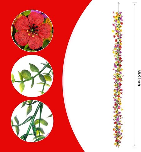 Ammyoo Artificial Flowers Garland Ivy, 4 Pack 5.9 FT Spring Summer Decor UV Resistant Fake Mums Floral Vine Silk Daisy Hanging Flower for Home Garden Wedding Decor Photo Booth Backdrop(Mix) in Kuwait
