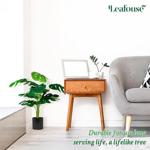2 Pots 19 Inch Fake Plants Large Artificial Monstera Palm Tree Faux Plants Indoor, Home Floor Desk Shelf Bathroom Office Living Room Decor in Saudi Arabia