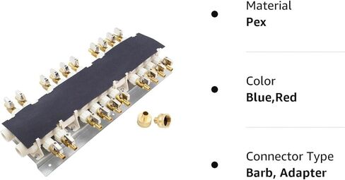 أبولو PEX 6907920CP 20 منفذ PEX مشعب (مداخل 3/4 بوصة، منافذ 1/2 بوصة) مع صمامات إغلاق in Kuwait