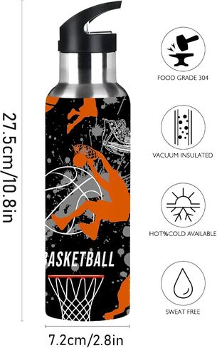 Basketball Tumbler Cup Travel Mug, Stainless Steel Vacuum Water Coffee Tumbler Cup 20oz, Travel Mug Sport Water Bottle For Basketball Lover Birthday Gifts in Saudi Arabia