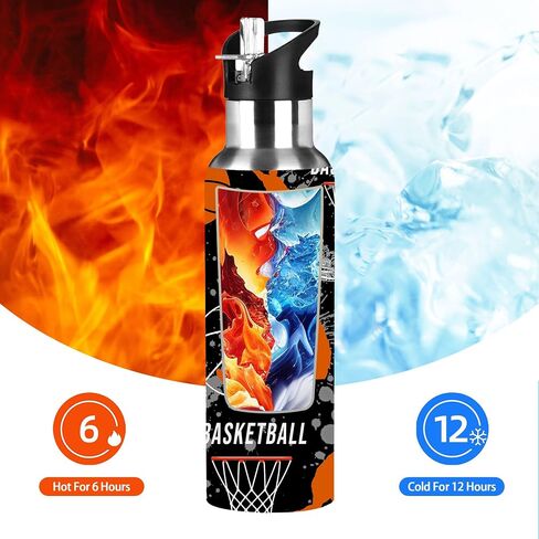 Basketball Tumbler Cup Travel Mug, Stainless Steel Vacuum Water Coffee Tumbler Cup 20oz, Travel Mug Sport Water Bottle For Basketball Lover Birthday Gifts in Saudi Arabia