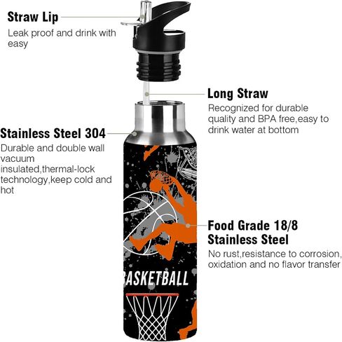 Basketball Tumbler Cup Travel Mug, Stainless Steel Vacuum Water Coffee Tumbler Cup 20oz, Travel Mug Sport Water Bottle For Basketball Lover Birthday Gifts in Saudi Arabia