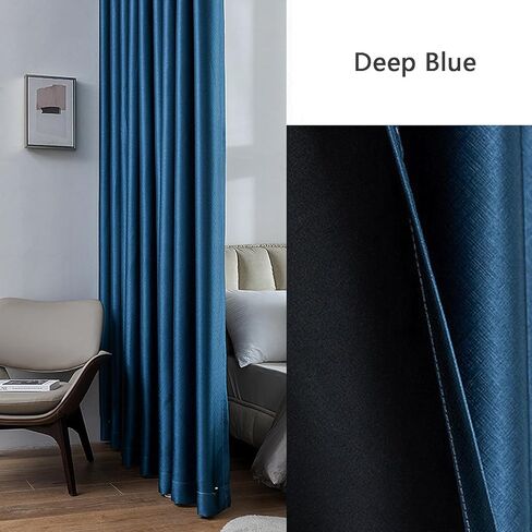 Short Blackout Grommet Curtains for Living Room and Bedroom,Room Darkening Curtains 2 Panel Sets Farmhouse Soundproof Window Treatments (Deep Blue, 52 W x 24 L) in Saudi Arabia