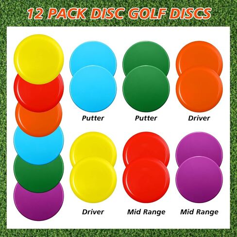 Poen 12 Pieces Disc Golf Set 4 Pcs Putter 4 Pcs Mid Range 4 Pcs Driver 140-160 g Plastic Disc Golf Comfortable Flying Disc for Beginner, Colors May Vary, DIY Your Discs in Saudi Arabia