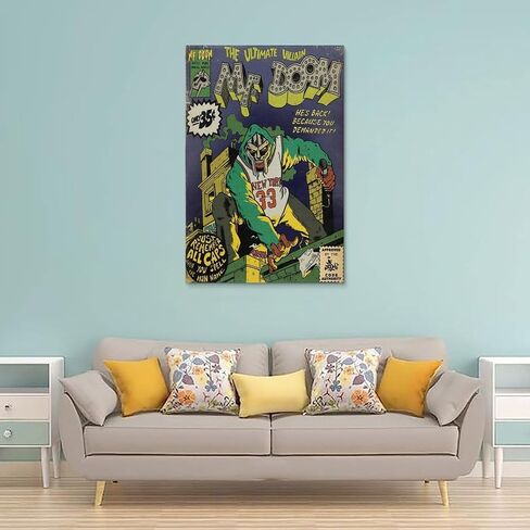 Mf Doom كاريكاتير ملصق فني لغرفة النوم الجمالية قماش الفن جدار ديكور 12x18 بوصة (30x45 سم) in Saudi Arabia