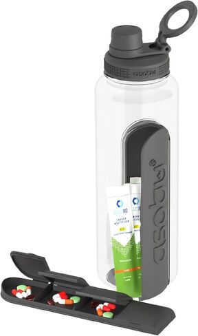asobu Electrolyte Large Sports Water Bottle with Interchangeable Packet and Pill Storage Compartments Durable Tritan 40oz (Black) in Saudi Arabia